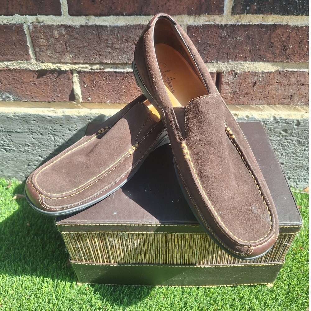 Cole Haan Brown Tucker Venetian Suede Loafer Shoes Men's Size 12